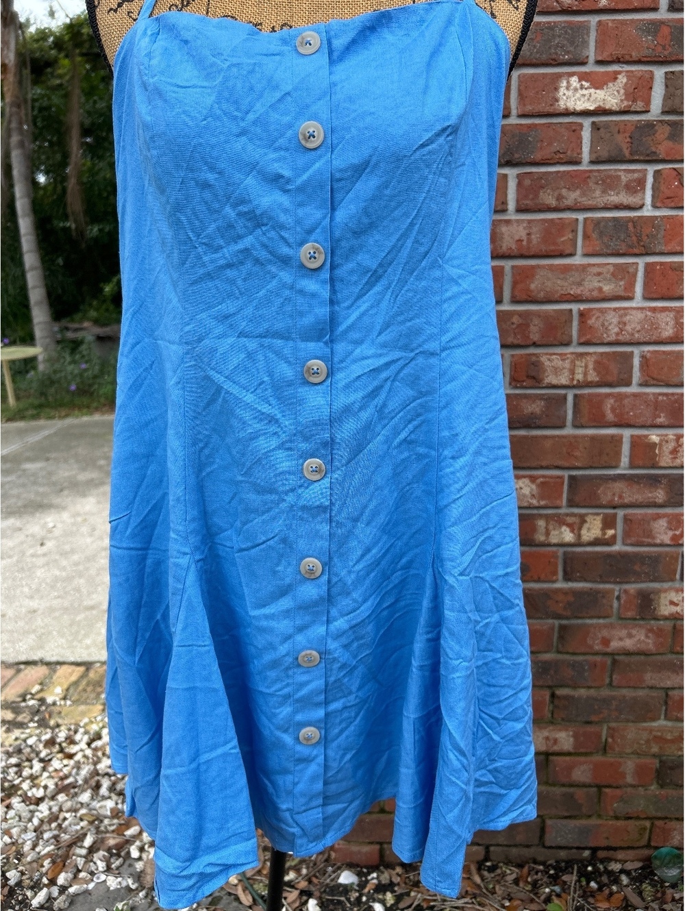 Target Blue Button-Front Sundress Large - Picture 2 of 5